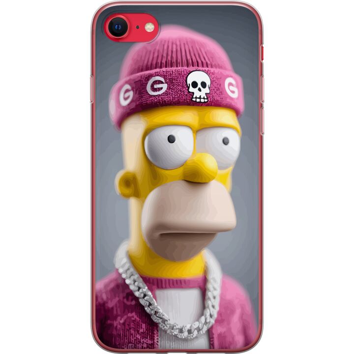 Kompatibelt Mobildeksel til Apple iPhone SE (2020) Homer Simpson inspirert karakter i rosa beanie kjede og gatestil, perfekt for fans av Simpsons og