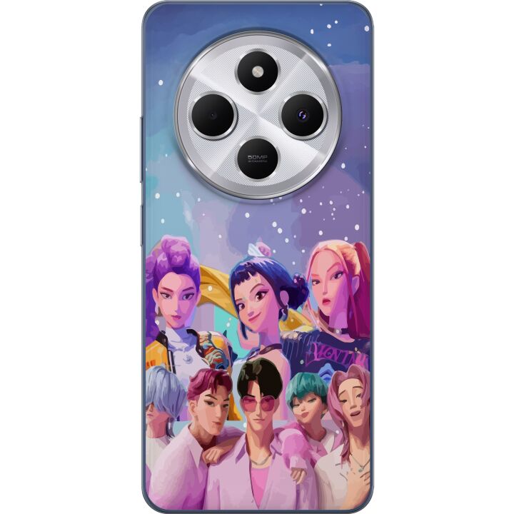 Kompatibelt Mobilskal till Xiaomi Redmi 14C HuntrX Collab motiv med färgstarka KPop-karaktärer i modern futuristisk stil med glittrande detaljer