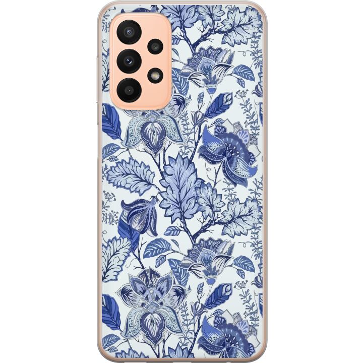 Kompatibelt Mobilskal till Samsung Galaxy A23 5G Blommor Blå...