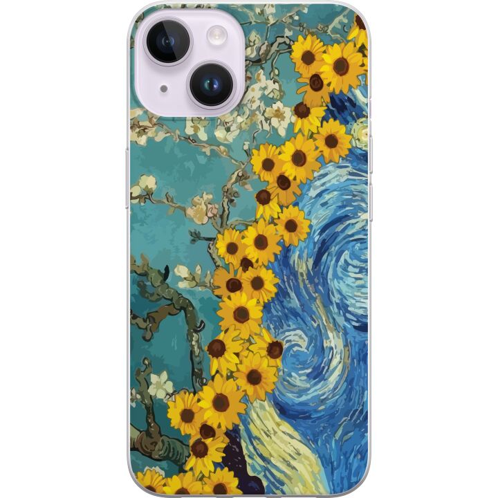 Kompatibelt Mobilskal till Apple iPhone 15 Van Gogh affisch solros Stjärnklara natt konst blommor målning konstnärlig retro konst impressionism desig