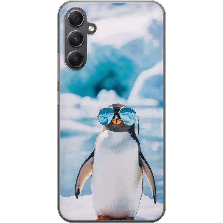 Kompatibelt Mobilskal till Samsung Galaxy A16 5G Pingvin med glasögon, rolig vinterdesign, humoristisk kall stil med is, hav och trendig modern känsl