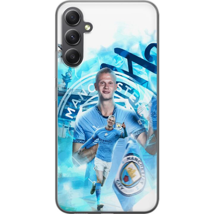 Kompatibelt Mobilskal till Samsung Galaxy A16 5G Erling Haaland Manchester City Norge ultrasnabb och stark striker med otrolig effektivitet och toppn