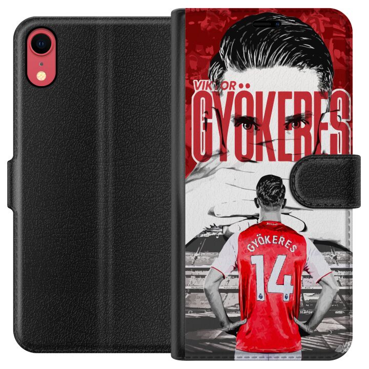 Kompatibelt Plånboksfodral till Apple iPhone XR Viktor Gyökeres Arsenal illustration - Fotbollskonst med tröja nummer 14