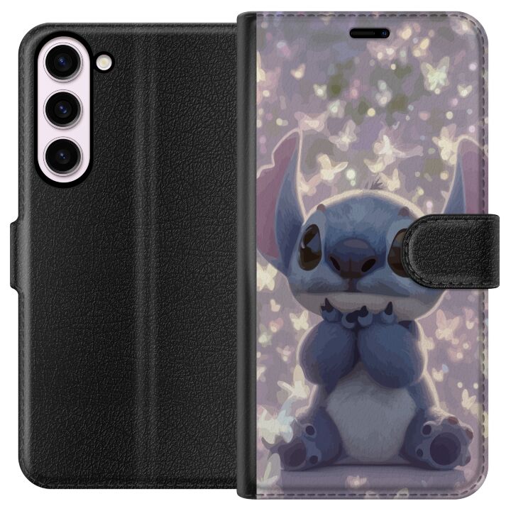 Kompatibelt Plånboksfodral till Samsung Galaxy S23+ Stitch med söta fjärilar söt Disney kawaii blåa utomjordingarfjärilar magiskt pastell drömskt mot