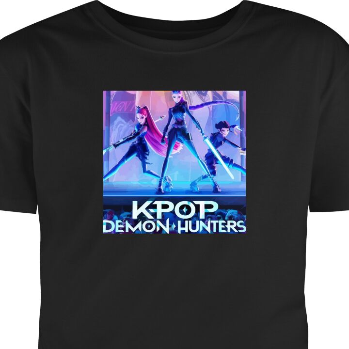 T-skjorte for Barn Svart 7-8 Šr Dukke KPop Demon Hunters animekarakter Dukke KPop Demon Hunters animekarakter Svart 7-8 Šr
