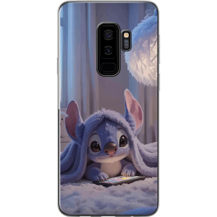 Kompatibelt Mobilskal till Samsung Galaxy S9+ Stitch under filt med telefon kvällsmys i blå toner charmig drömlik design för alla som älskar söt stil