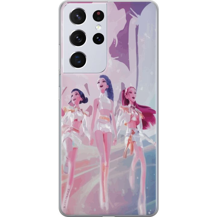 Kompatibelt Mobilskal till Samsung Galaxy S21 Ultra 5G K-Pop Demon Hunters silver idol trio - futuristisk K-pop-inspirerad gruppdesign med glittrande