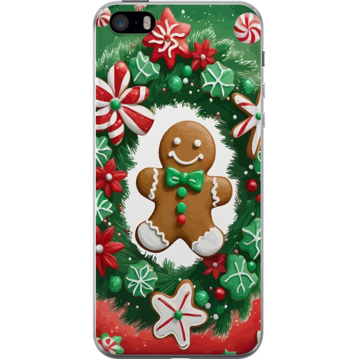 Kompatibelt Mobildeksel til Apple iPhone SE (2016) Jule pepperkake plakat pepperkake feriekaker julgrans godteri søtsaker jul motiv retro design