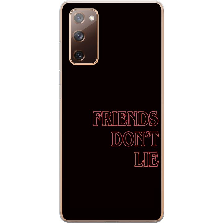 Kompatibelt Mobilskal till Samsung Galaxy S20 FE Stranger Things Vänner Ljuger Inte - en neonröd textdesign med en populär citat från serien
