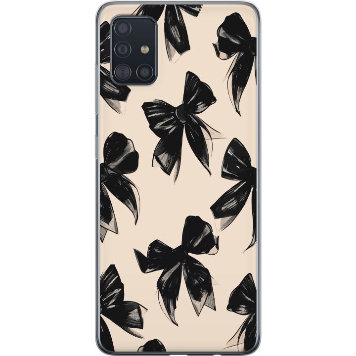 Kompatibelt Mobilskal till Samsung Galaxy A51 Svarta rosetter på beige bakgrund elegant tidlös design med mjuka kontraster och lyxig känsla