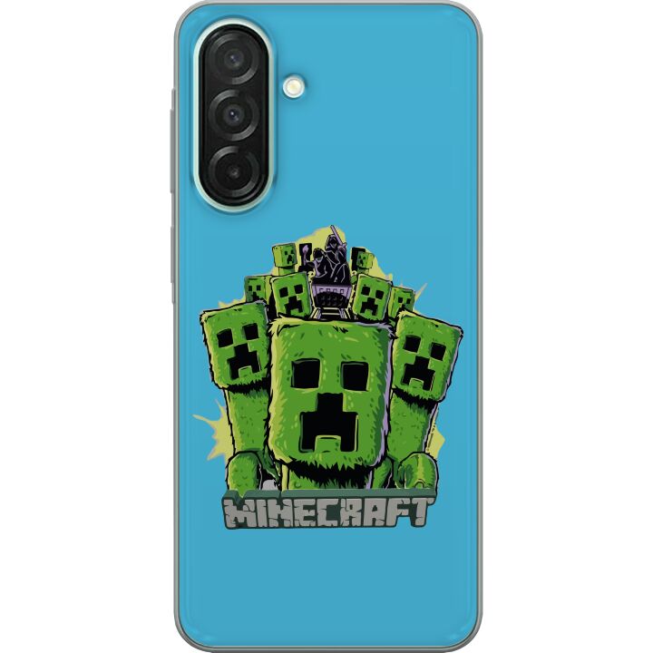 Kompatibelt Mobilskal till Samsung Galaxy A26 Minecraft Creeperarmé i tecknad stil - grön Creeperillustration med klassiskt Minecrafttema för fans av