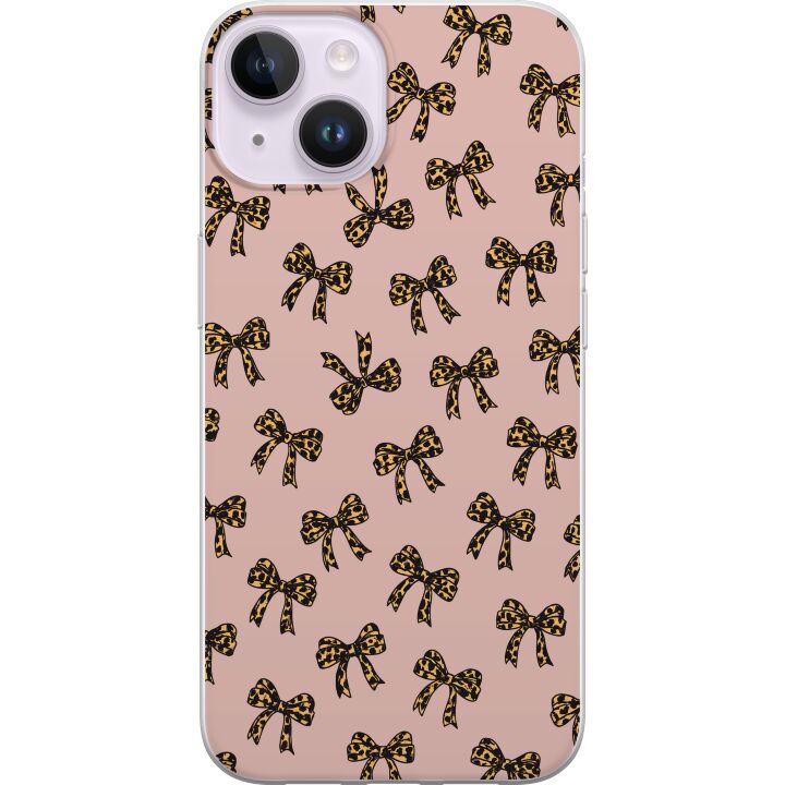 Kompatibelt Mobilskal till Apple iPhone 14 Leopardmönstrade rosetter rosa bakgrund mode tjejigt sött retro mönster snygg inredning