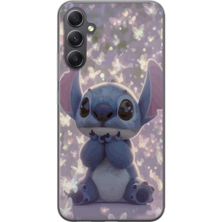 Kompatibelt Mobilskal till Samsung Galaxy A16 5G Stitch med söta fjärilar söt Disney kawaii blåa utomjordingarfjärilar magiskt pastell drömskt motiv
