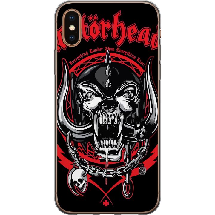 Kompatibelt Mobilskal till Apple iPhone XS Motorhead dödskalle i rött och svart hårdrockdesign för fans av klassisk metal och energi