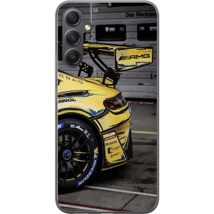 Kompatibelt Mobilskal till Samsung Galaxy A15 5G AMG Mercedes affisch racingsportbil gul lyxigt bilföretag tyskt märke motorsport biltillverkning ret