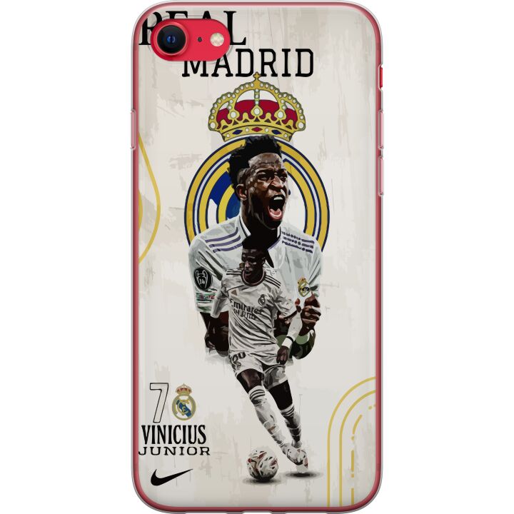 Kompatibelt Mobilskal till Apple iPhone SE (2022) Real Madrid Vinícius Júnior med anfallare i nummer 7 tröja klubbmärke vit matchdräkt energisk pose