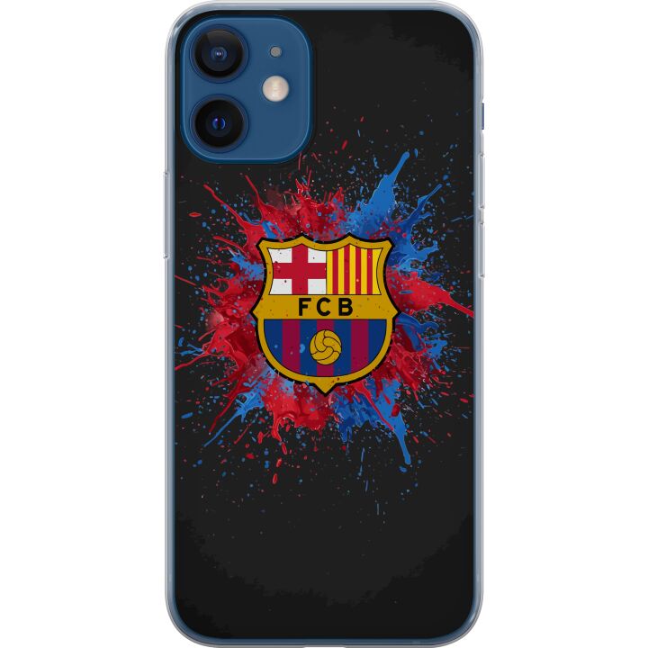 Kompatibelt Mobildeksel til Apple iPhone 12 mini Barcelona Splash Art med FC Barcelonas emblem i blått og rødt perfekt for fotballfans
