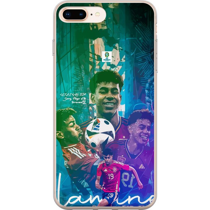 Kompatibelt Mobilskal till Apple iPhone 7 Plus Lamine Yamal fotbollsmotiv med Barcelona och Spanieninspiration i färgstark stil