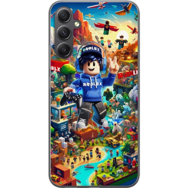 Kompatibelt Mobilskal till Samsung Galaxy A16 5G Stor detaljerad Roblox-värld fylld av karaktärer, äventyr och färgstarka miljöer