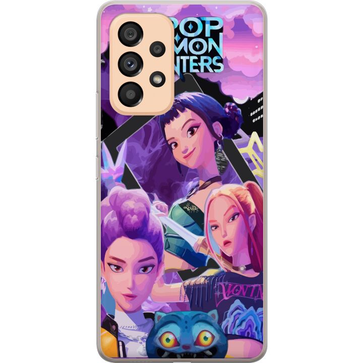 Kompatibelt Mobilskal till Samsung Galaxy A53 5G K-Pop Demon Hunters anime inspirerad futuristisk stad med tre hjältinnor och lila neonljus