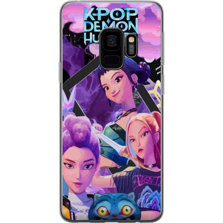 Kompatibelt Mobilskal till Samsung Galaxy S9 K-Pop Demon Hunters anime inspirerad futuristisk stad med tre hjältinnor och lila neonljus