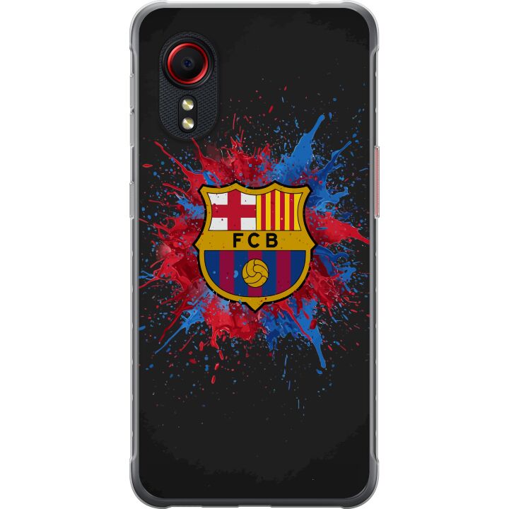 Kompatibelt Mobilskal till Samsung Galaxy Xcover 5 Barcelona Splash Art med FC Barcelonas emblem i blått och rött perfekt för fotbollsfans