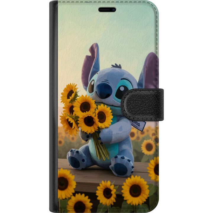 Kompatibelt Plånboksfodral till Samsung Galaxy A26 Disney Stitch solrosaffisch Lilo och Stitch blå utomjording solrosor söt kawaii figur fältdesign k