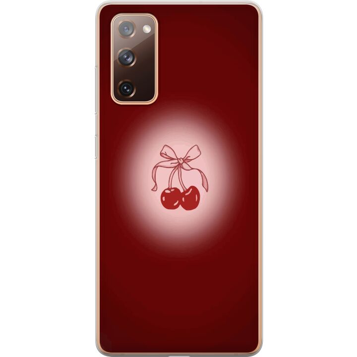 Kompatibelt Mobilskal till Samsung Galaxy S20 FE Körsbärsdesign med rosett i romantisk retrostil röd färg och vintage känsla