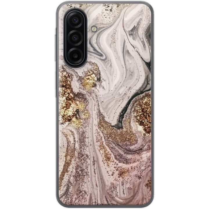 Kompatibelt Mobilskal till Samsung Galaxy A17 5G Beige marmor med guldglitter struktur, elegant design med lyxig känsla, perfekt för modern stil.