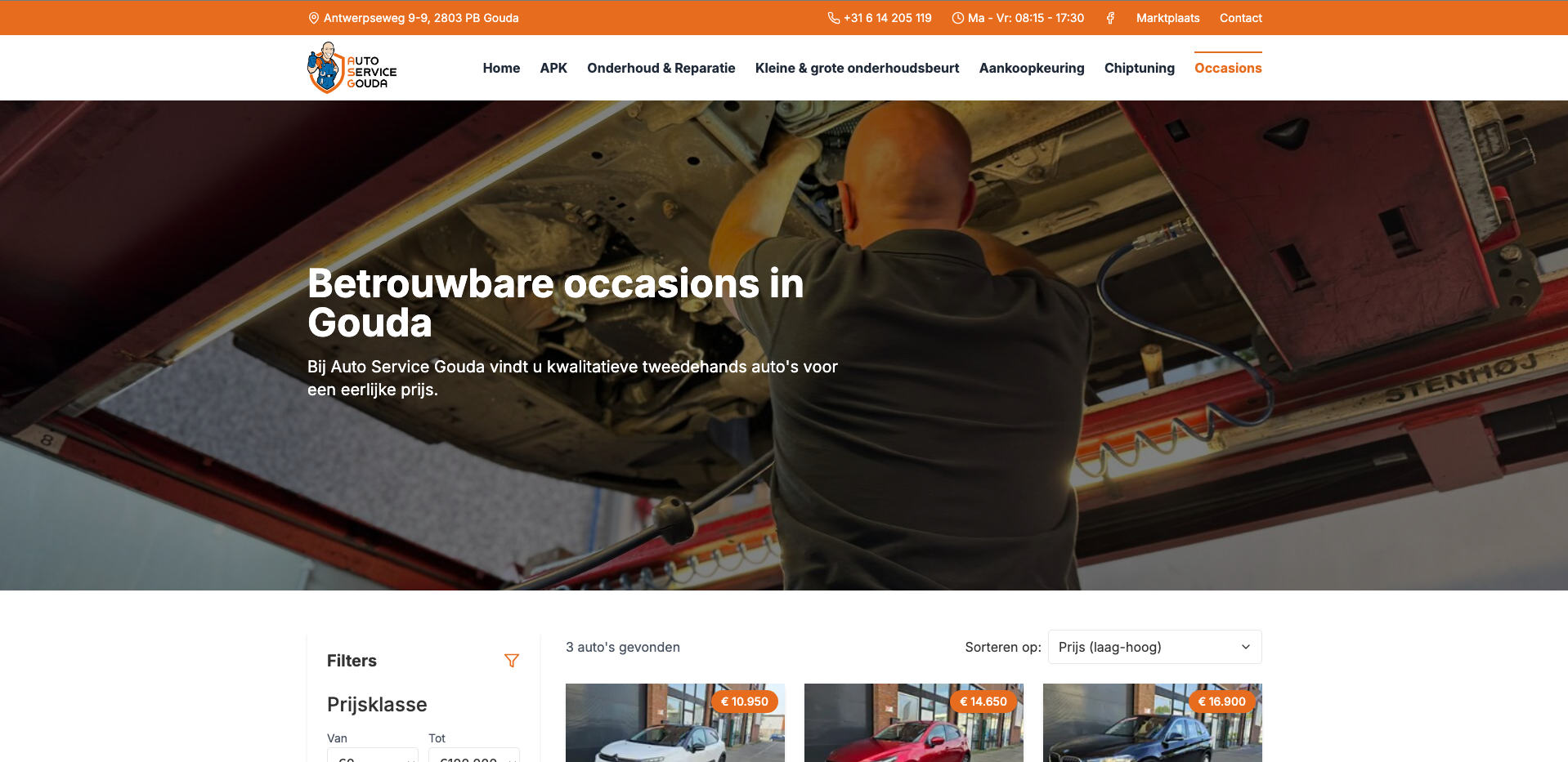 Verkoop website Auto Service Gouda