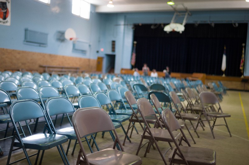Empty Blue Chairs