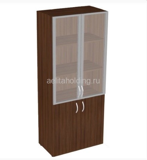 Стеллаж ФОРУМ с матовым стеклом в алюминиевой рамке 800х450х1945
