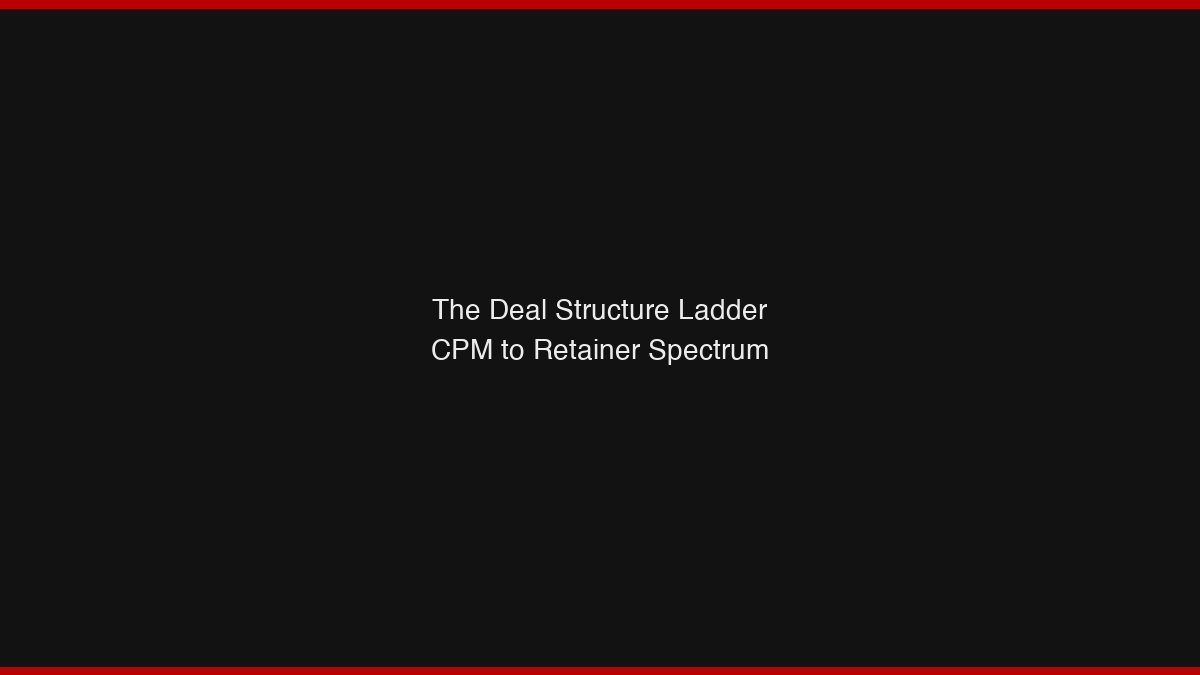 Four clipper deal structure tiers from platform CPM to monthly retainer 2026