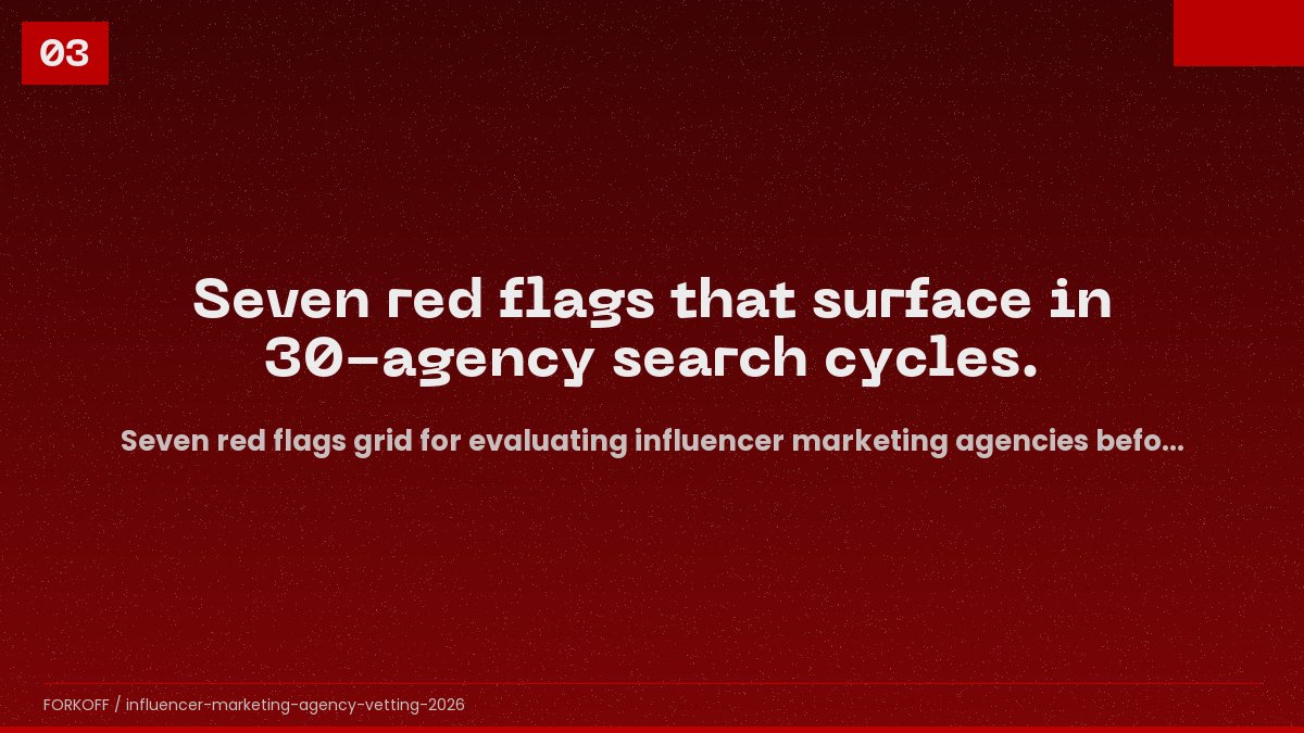 Seven red flags grid for evaluating influencer marketing agencies before signing