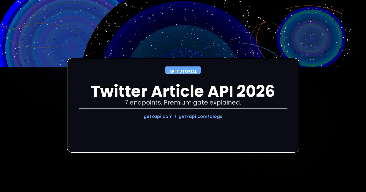 Twitter Article API in 2026: Create, Publish, and Distribute Long-Form Notes Twitter Article API tutorial 2026 - 7 endpoints, working code, premium gate
