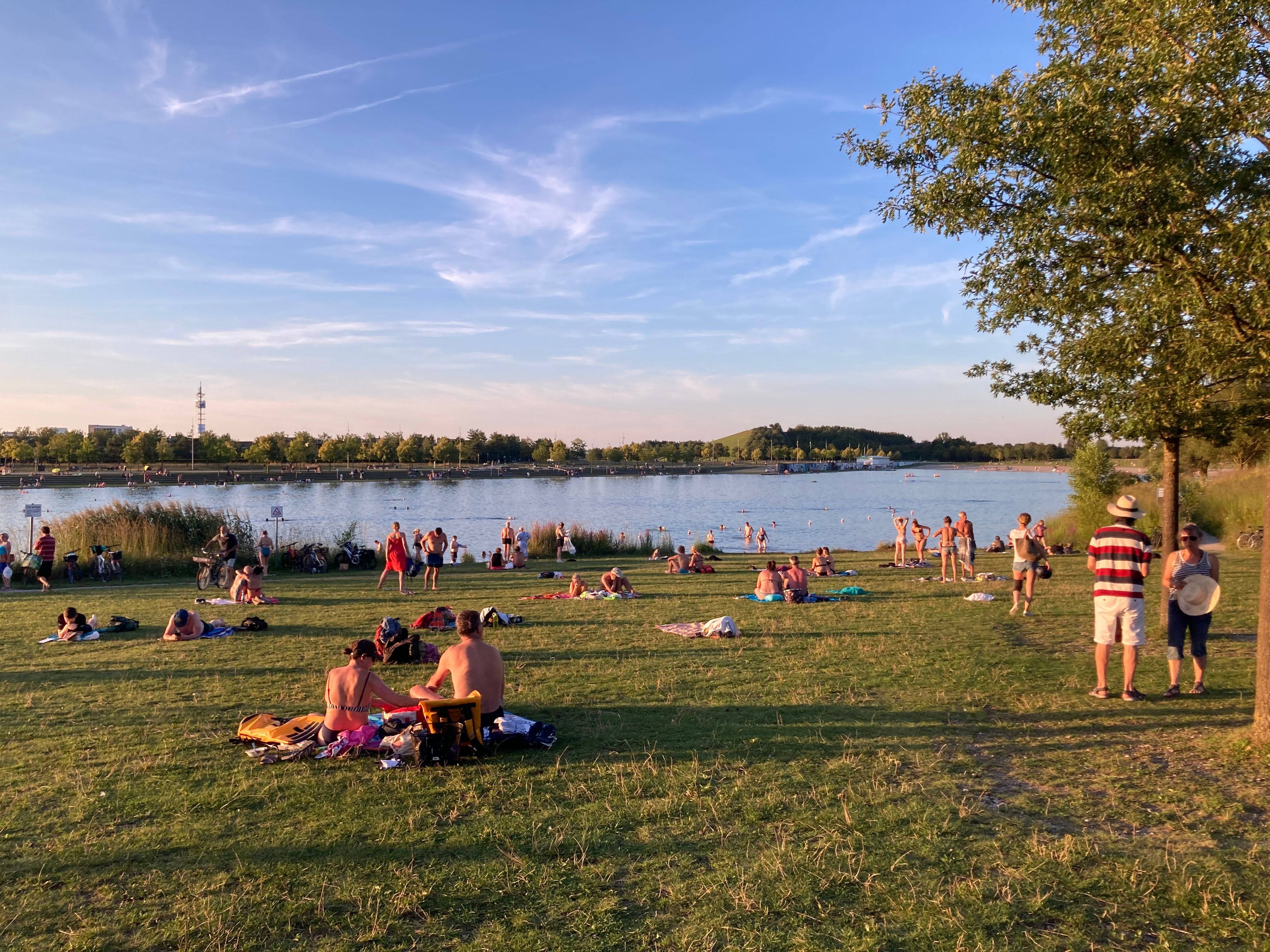 Bathers at a lake
