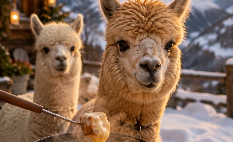 Fondue inmitten Alpakas