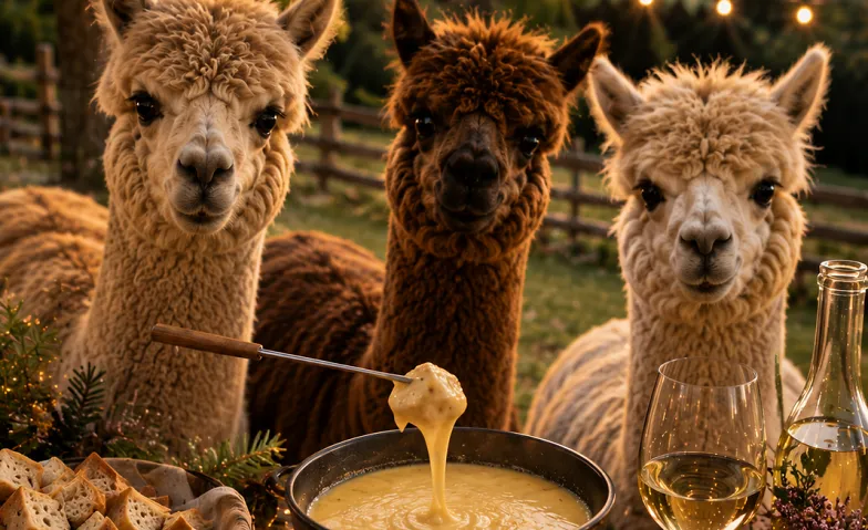 Fondue inmitten Alpakas