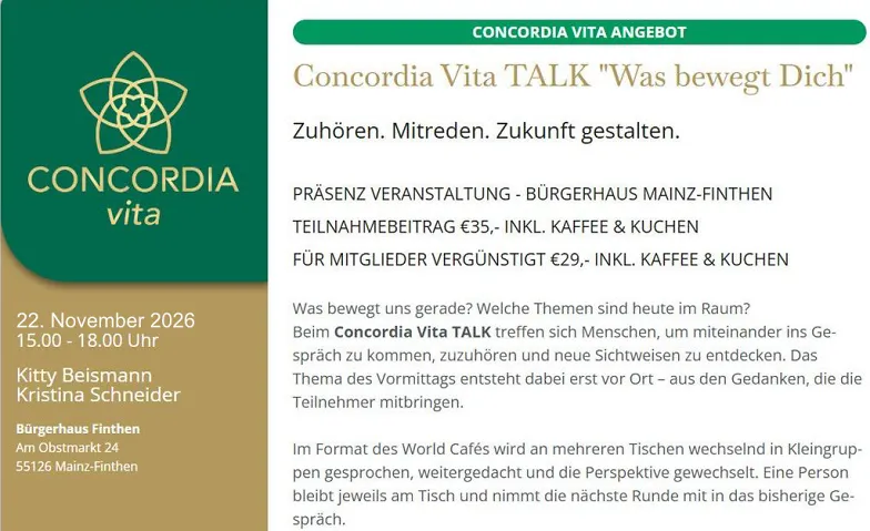 Concordia Vita TALK - Was bewegt dich?