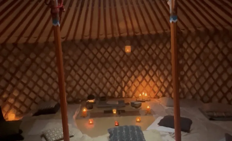 evening tea ceremony in a magical Yurt