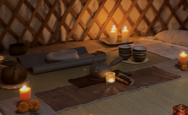 evening tea ceremony in the magical yurt