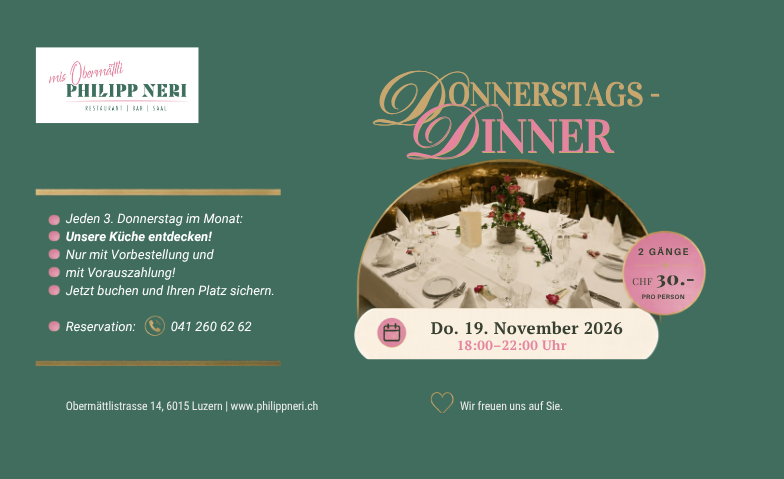 Donnerstags-Dinner: Unsere Küche entdecken