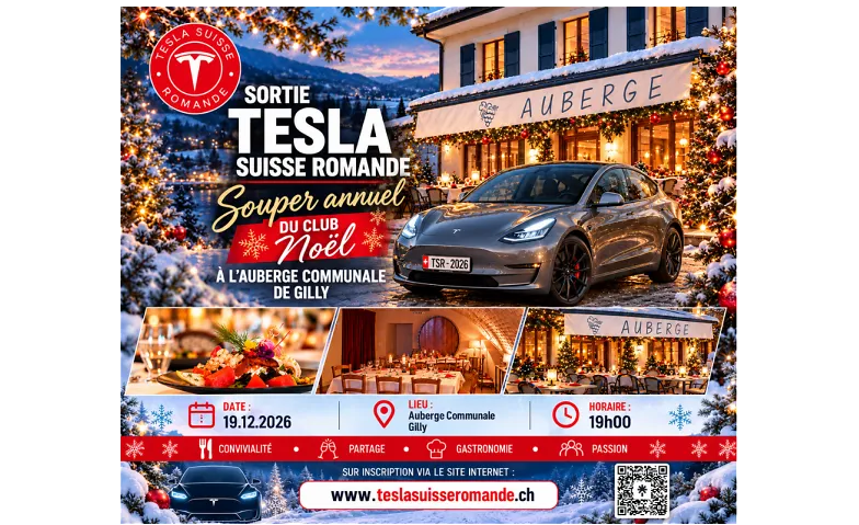 Sortie Tesla Suisse Romande - Souper annuel Noël à Gilly