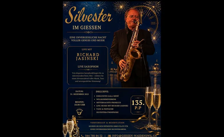 Silvester-Gala 2026 im Giessen-Dinner & Live - Saxophon