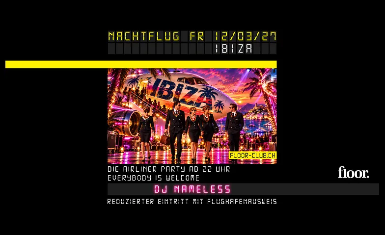 Nachtflug Airliner Party nach IBIZA