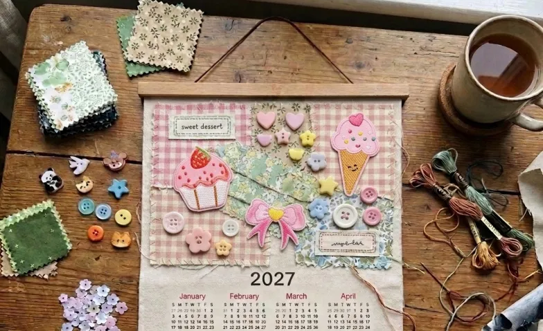 Make a cozy linen calendar for 2027 by the lake