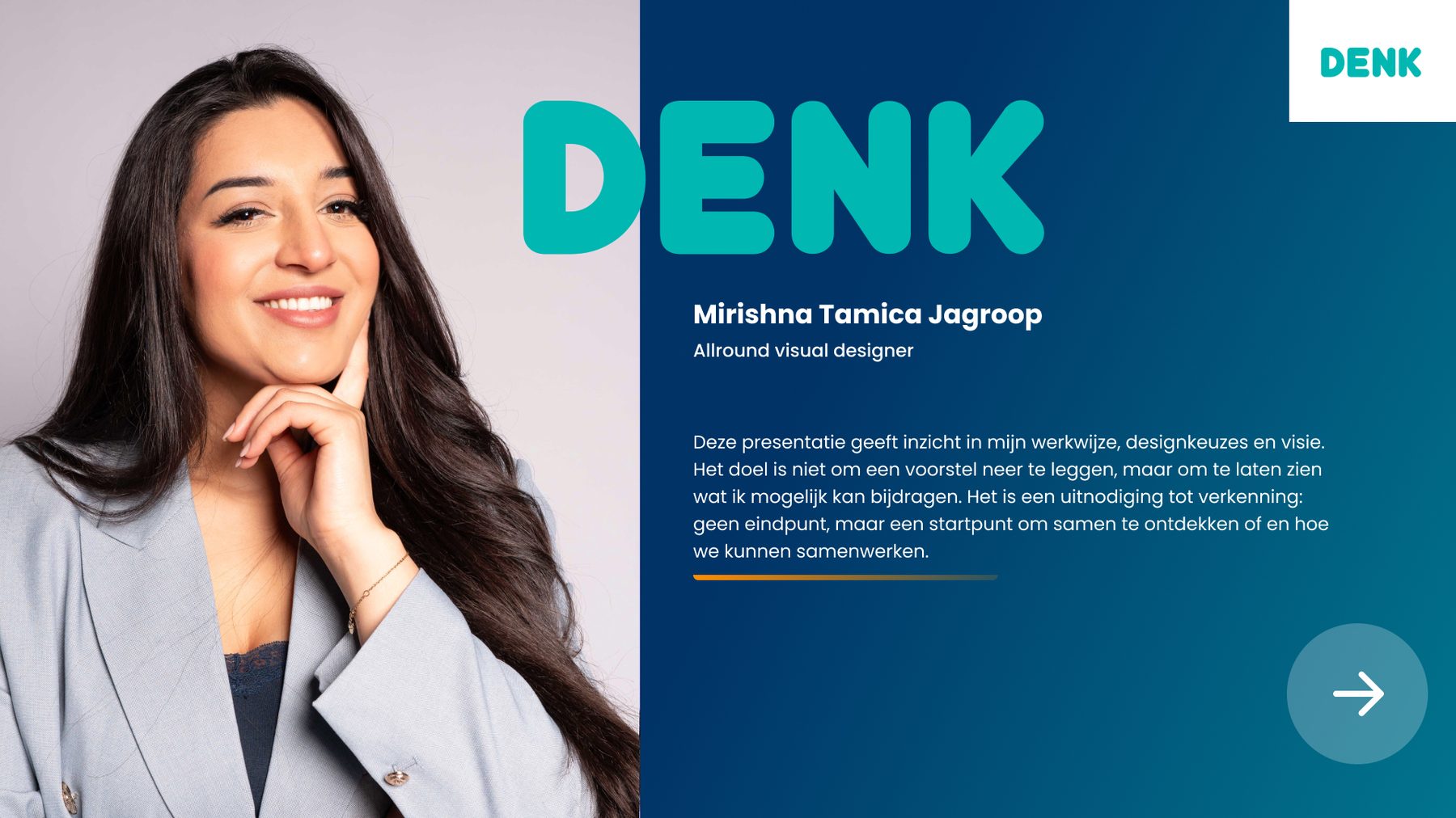 DENK pitch, titel slide