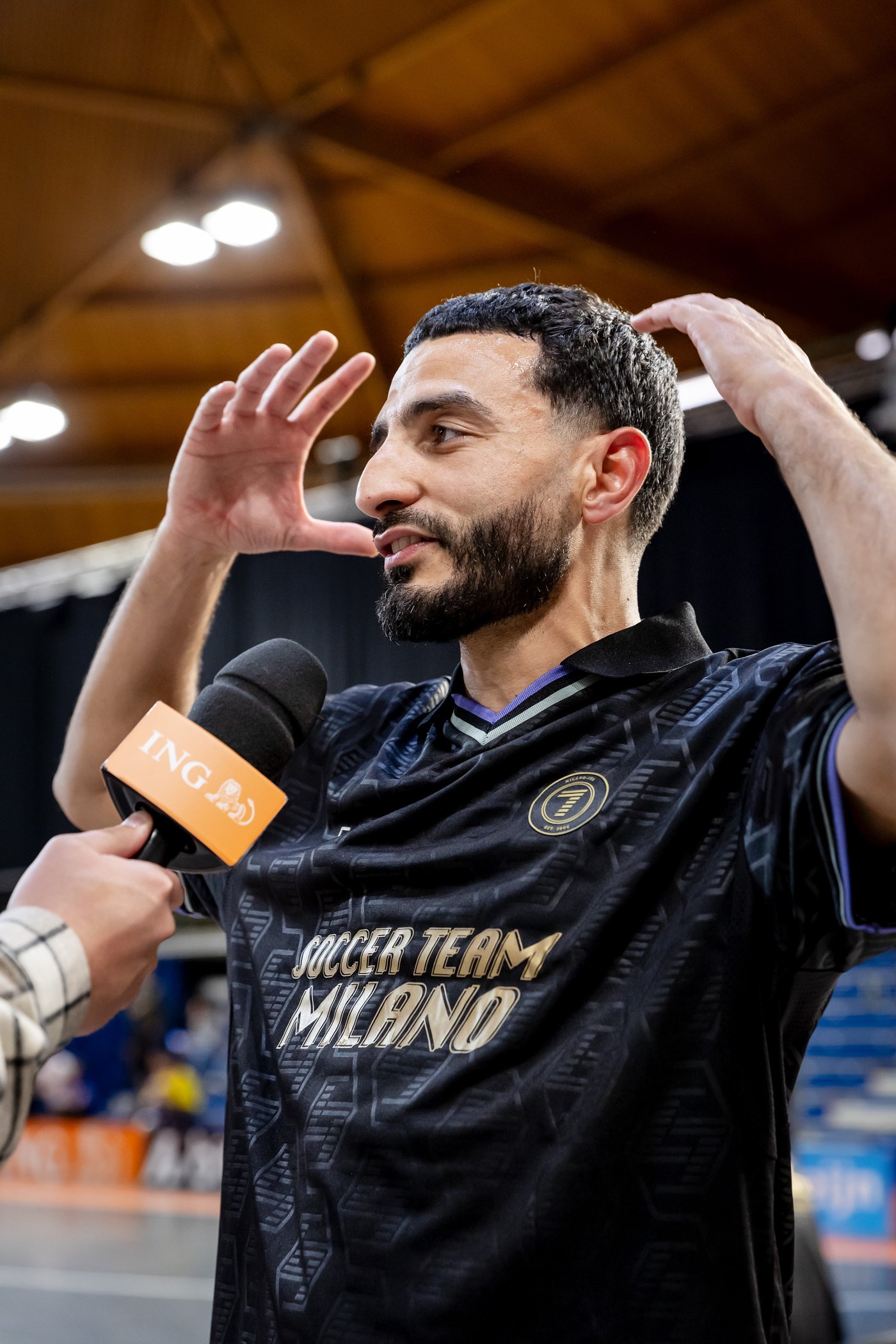 Soufiane Touzani in Soccer Team Milano shirt, interview