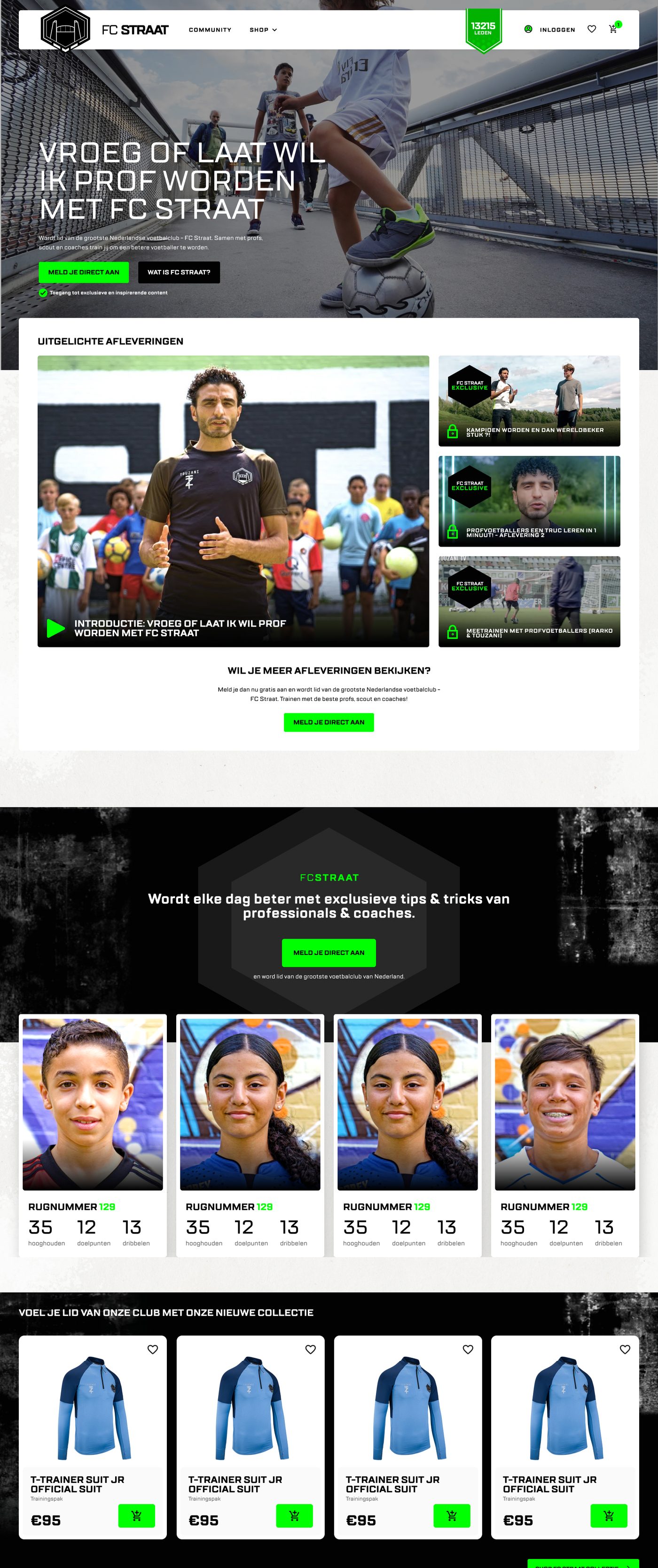FC Straat, desktop homepage
