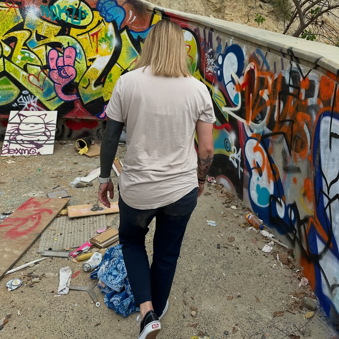 Bold black sleeve with star accents on forearm